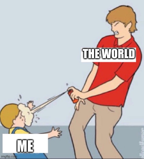 THE WORLD; ME | image tagged in memes | made w/ Imgflip meme maker