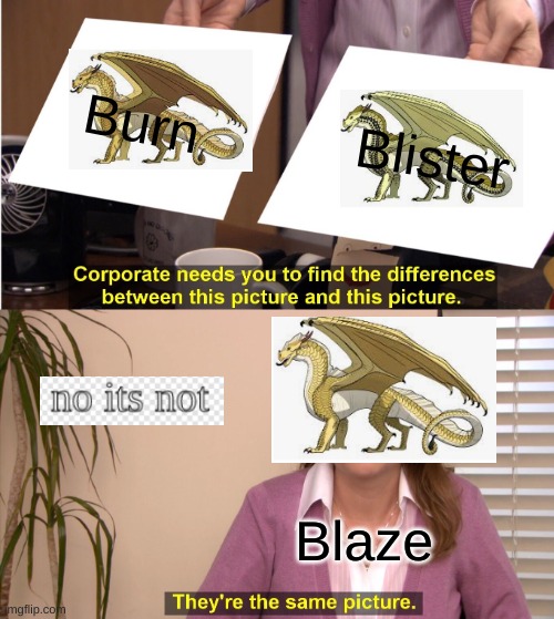 Stop being dumb Blaze | Burn; Blister; Blaze | image tagged in memes,they're the same picture | made w/ Imgflip meme maker