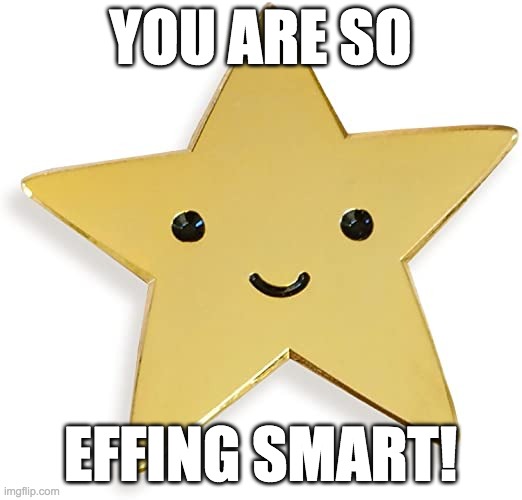 You are so effing smart | YOU ARE SO; EFFING SMART! | image tagged in smart,gold,stars,thank you,thank you notes | made w/ Imgflip meme maker