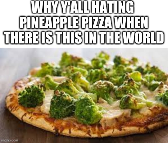 o_o | WHY Y'ALL HATING
 PINEAPPLE PIZZA WHEN
 THERE IS THIS IN THE WORLD | image tagged in pizza,fun | made w/ Imgflip meme maker