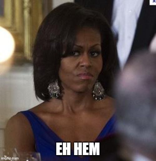 Michelle Obama side eye | EH HEM | image tagged in michelle obama side eye | made w/ Imgflip meme maker