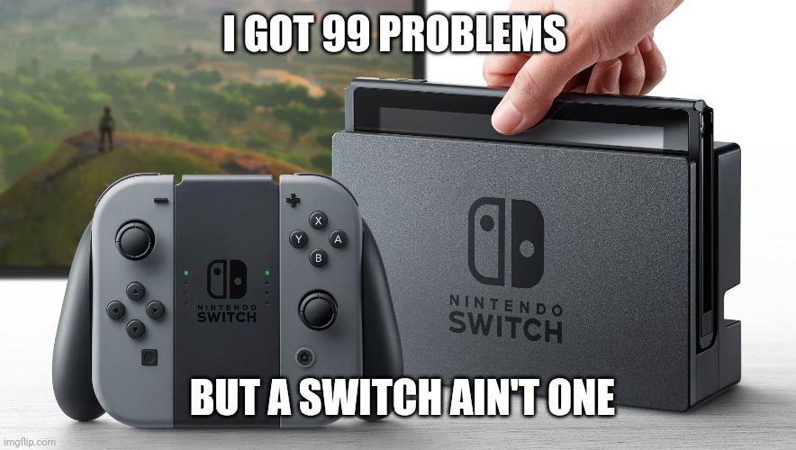 Nintendo Switch | I GOT 99 PROBLEMS; BUT A SWITCH AIN'T ONE | image tagged in nintendo switch | made w/ Imgflip meme maker