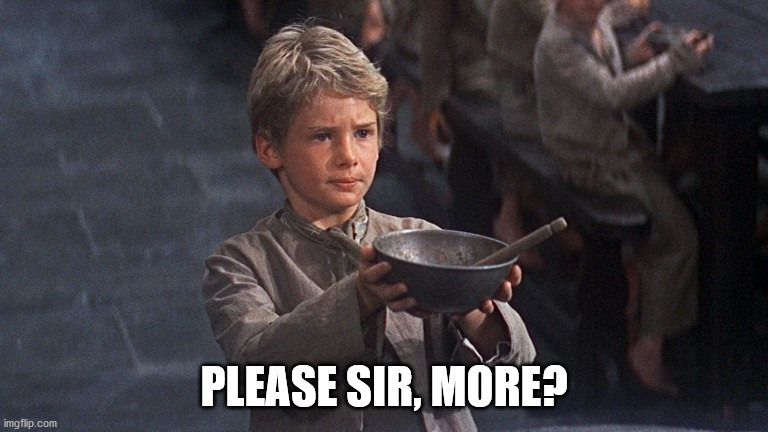 Please Sir | PLEASE SIR, MORE? | image tagged in please sir | made w/ Imgflip meme maker