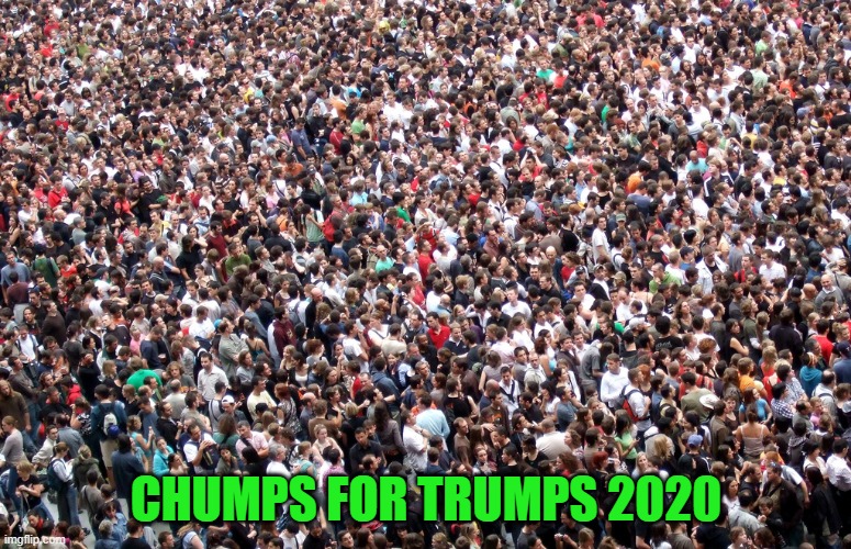Joe's falling to Hillary's tactics, calling Trump supporters "Chumps" | CHUMPS FOR TRUMPS 2020 | image tagged in crowd of people,biden,trump | made w/ Imgflip meme maker
