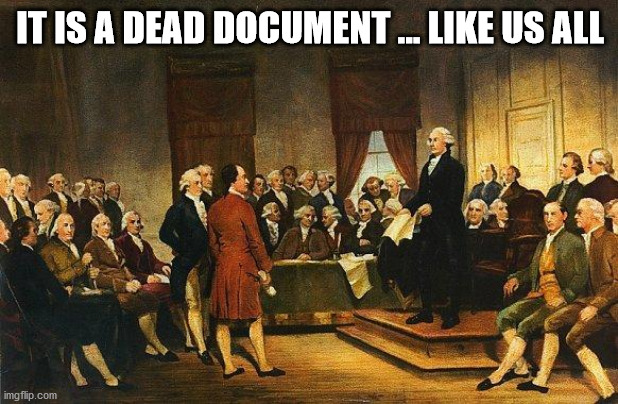 Constitutional Convention | IT IS A DEAD DOCUMENT ... LIKE US ALL | image tagged in constitutional convention | made w/ Imgflip meme maker