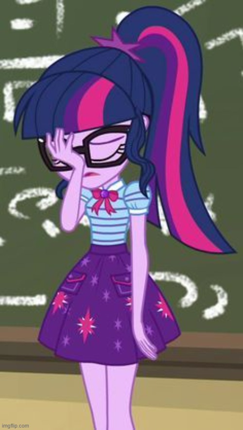 Twilight Sparkle/Sci-Twi Facepalm | image tagged in my little pony,twilight sparkle | made w/ Imgflip meme maker