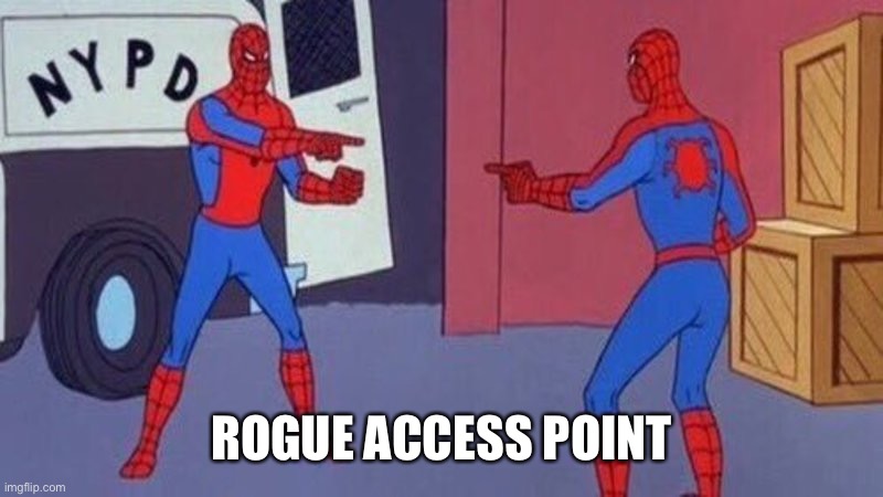 spiderman pointing at spiderman | ROGUE ACCESS POINT | image tagged in spiderman pointing at spiderman | made w/ Imgflip meme maker