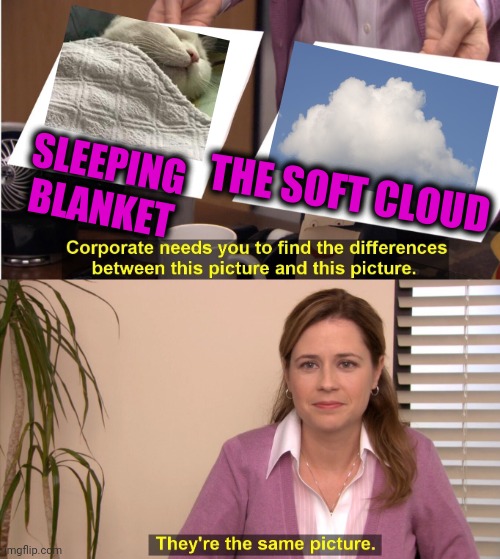 -Always great for restore forces. | THE SOFT CLOUD; SLEEPING BLANKET | image tagged in memes,they're the same picture,sleeping beauty,mushroom cloud,skydiving,cute cat | made w/ Imgflip meme maker