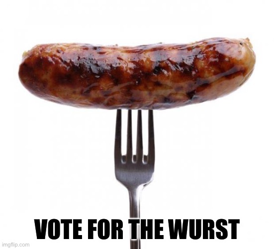 It’s Presidential | VOTE FOR THE WURST | image tagged in sausage pls | made w/ Imgflip meme maker