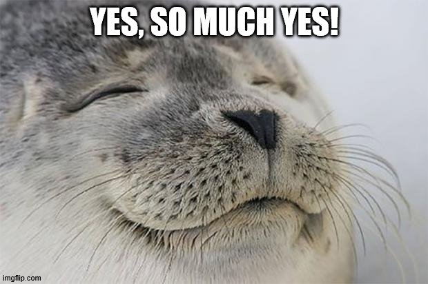 Satisfied Seal Meme | YES, SO MUCH YES! | image tagged in memes,satisfied seal | made w/ Imgflip meme maker