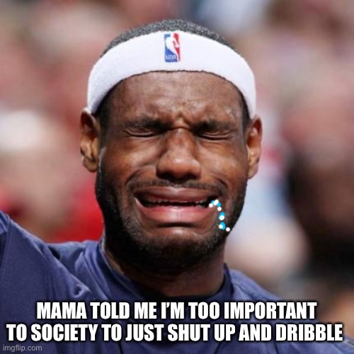 LEBRON JAMES | MAMA TOLD ME I’M TOO IMPORTANT TO SOCIETY TO JUST SHUT UP AND DRIBBLE | image tagged in lebron james | made w/ Imgflip meme maker