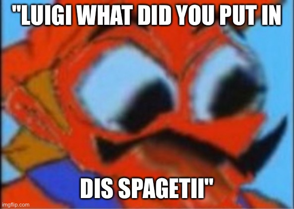 I wonder what he put in there | "LUIGI WHAT DID YOU PUT IN; DIS SPAGETII" | image tagged in luigi this isnt weed | made w/ Imgflip meme maker