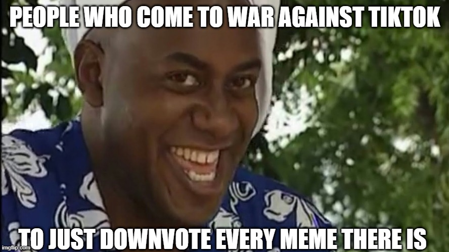 War againts tiktokers be like | PEOPLE WHO COME TO WAR AGAINST TIKTOK; TO JUST DOWNVOTE EVERY MEME THERE IS | image tagged in yea boi original | made w/ Imgflip meme maker