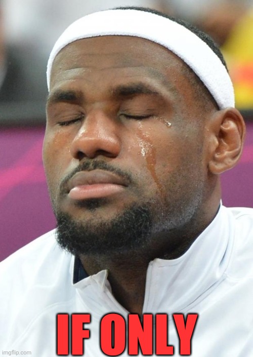 lebron james crying | IF ONLY | image tagged in lebron james crying | made w/ Imgflip meme maker