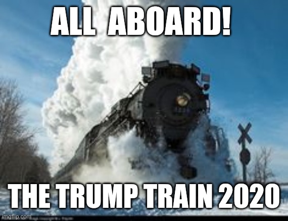 Trump Train 2020 | ALL  ABOARD! THE TRUMP TRAIN 2020 | image tagged in donald trump,trump 2020,president trump | made w/ Imgflip meme maker