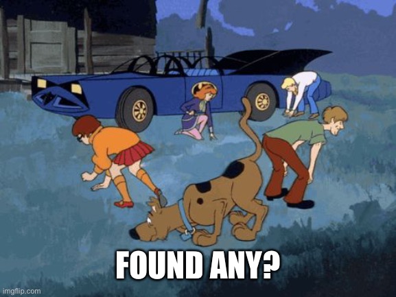 Scooby Doo Search | FOUND ANY? | image tagged in scooby doo search | made w/ Imgflip meme maker