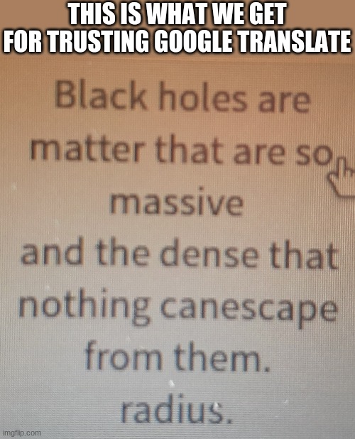 THIS IS WHAT WE GET FOR TRUSTING GOOGLE TRANSLATE | image tagged in fun | made w/ Imgflip meme maker