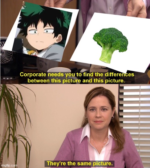 Broccoli Deku | image tagged in memes,they're the same picture,mha,my hero academia,deku,anime | made w/ Imgflip meme maker