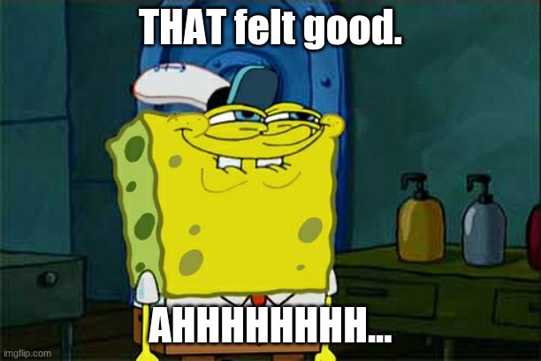 Don't You Squidward | THAT felt good. AHHHHHHHH... | image tagged in memes,don't you squidward | made w/ Imgflip meme maker