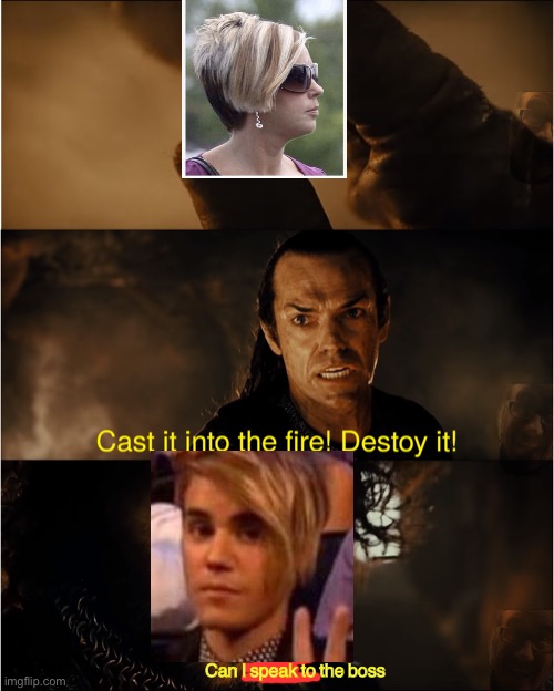 Who thinks Justin is going to be a karen | Can I speak to the boss | image tagged in cast it into the fire,karen | made w/ Imgflip meme maker