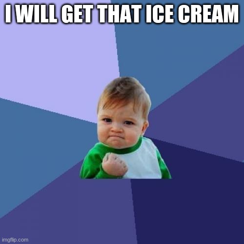 Success Kid | I WILL GET THAT ICE CREAM | image tagged in memes,success kid | made w/ Imgflip meme maker