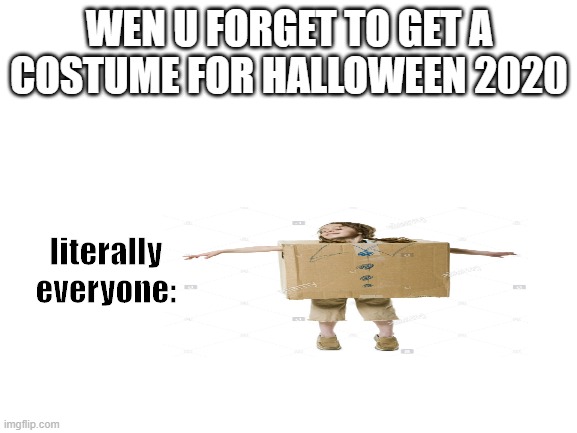 bru | WEN U FORGET TO GET A COSTUME FOR HALLOWEEN 2020; literally everyone: | image tagged in blank white template | made w/ Imgflip meme maker