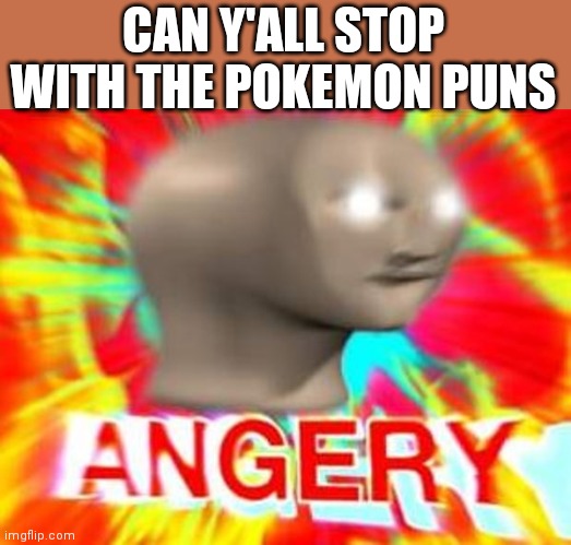 Surreal Angery | CAN Y'ALL STOP WITH THE POKEMON PUNS | image tagged in surreal angery | made w/ Imgflip meme maker