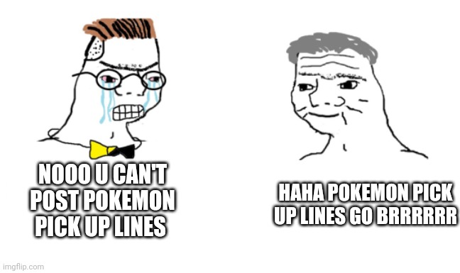 noooo you can't just | HAHA POKEMON PICK UP LINES GO BRRRRRR; NOOO U CAN'T POST POKEMON PICK UP LINES | image tagged in noooo you can't just | made w/ Imgflip meme maker