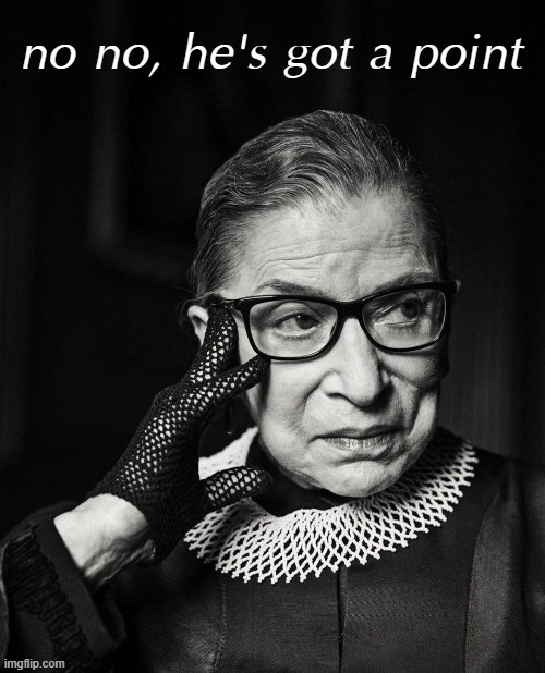 RBG no no he's got a point | image tagged in rbg no no he's got a point,no no hes got a point,no no he's got a point | made w/ Imgflip meme maker