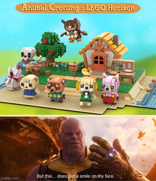 an acnh themed Lego set would be nice | image tagged in but this does put a smile on my face | made w/ Imgflip meme maker