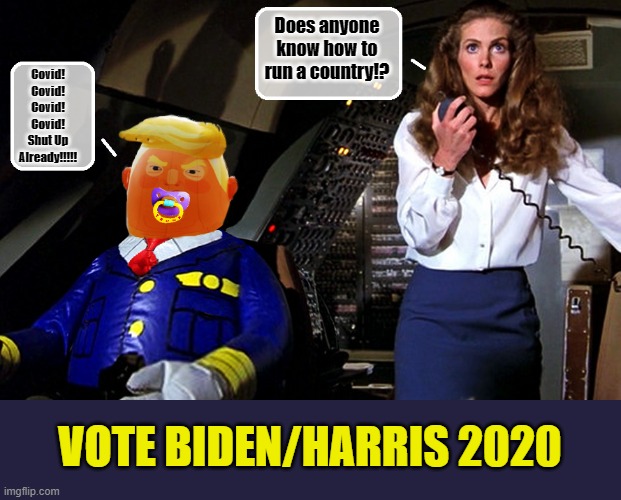 Crash Postion | Does anyone know how to run a country!? Covid! Covid! Covid! Covid! Shut Up Already!!!!! VOTE BIDEN/HARRIS 2020 | image tagged in trump is a moron,donald trump is an idiot,election 2020,covid-19 | made w/ Imgflip meme maker