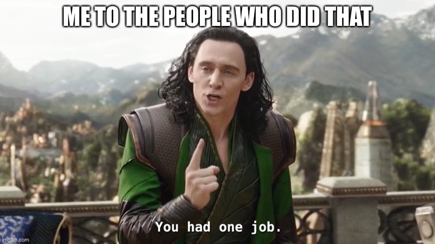 You had one job. Just the one | ME TO THE PEOPLE WHO DID THAT | image tagged in you had one job just the one | made w/ Imgflip meme maker