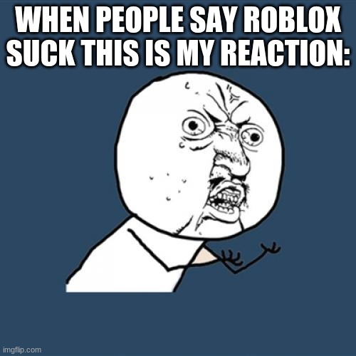 Me | WHEN PEOPLE SAY ROBLOX SUCK THIS IS MY REACTION: | image tagged in memes,y u no,ugly,roblox | made w/ Imgflip meme maker