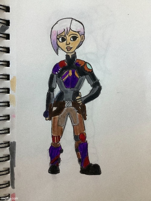Colored Sabine wren! I only colored her cause she’s very colorful | image tagged in sabine wren,drawing,colors | made w/ Imgflip meme maker