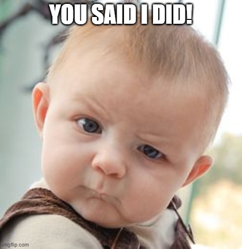 Skeptical Baby Meme | YOU SAID I DID! | image tagged in memes,skeptical baby | made w/ Imgflip meme maker