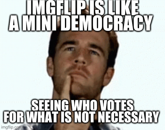 interesting | IMGFLIP IS LIKE A MINI DEMOCRACY; SEEING WHO VOTES FOR WHAT IS NOT NECESSARY | image tagged in interesting | made w/ Imgflip meme maker