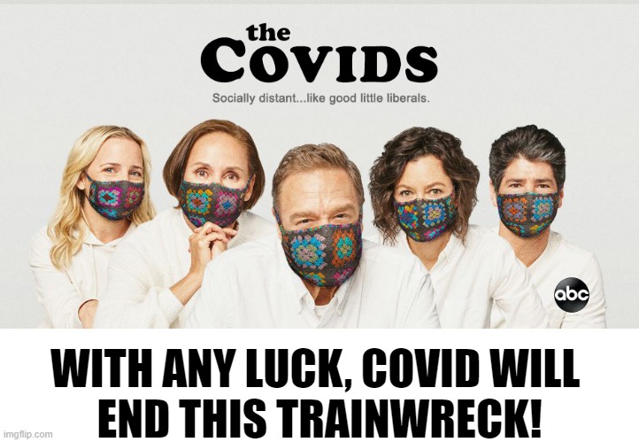 Let's make our show all about COVID-19. Everyone will love it! | WITH ANY LUCK, COVID WILL 
END THIS TRAINWRECK! | image tagged in rosanne,the connors,memes,covid-19 | made w/ Imgflip meme maker