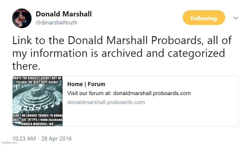 Read the Donald Marshall Proboards | image tagged in illuminati,nwo,research | made w/ Imgflip meme maker