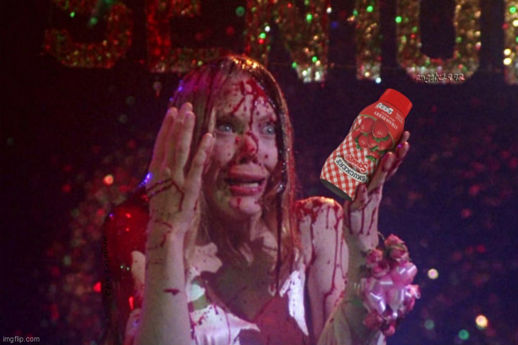 carrie berry jelly | image tagged in carrie,horror movie,smuckers,food,blood,horror | made w/ Imgflip meme maker