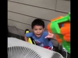High Quality nerf shoot on crying kid Blank Meme Template