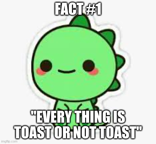 Fact #1 | FACT #1; "EVERY THING IS TOAST OR NOT TOAST" | image tagged in fun | made w/ Imgflip meme maker
