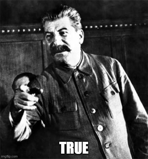Stalin | TRUE | image tagged in stalin | made w/ Imgflip meme maker