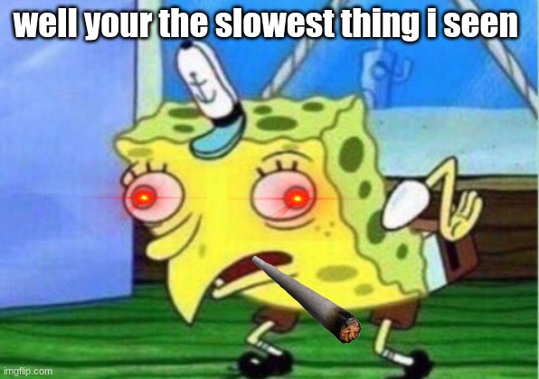 Mocking Spongebob Meme | well your the slowest thing i seen | image tagged in memes,mocking spongebob | made w/ Imgflip meme maker