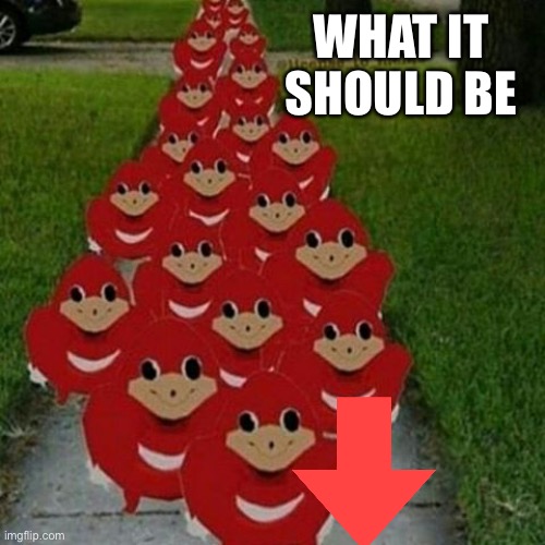 Ugandan knuckles army | WHAT IT SHOULD BE | image tagged in ugandan knuckles army | made w/ Imgflip meme maker