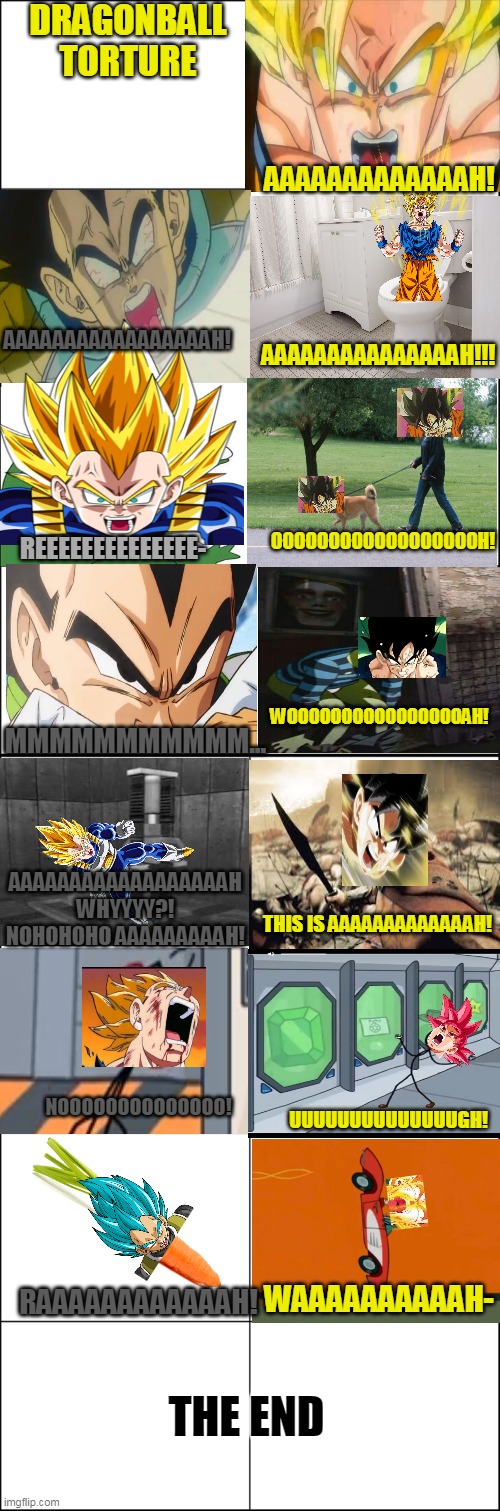 dragonballz in a nutshell | DRAGONBALL TORTURE; AAAAAAAAAAAAAH! AAAAAAAAAAAAAAAAAH! AAAAAAAAAAAAAAAH!!! REEEEEEEEEEEEEE-; OOOOOOOOOOOOOOOOOOH! WOOOOOOOOOOOOOOOOAH! MMMMMMMMMMM... AAAAAAAAAAAAAAAAAAH WHYYYY?! NOHOHOHO AAAAAAAAAH! THIS IS AAAAAAAAAAAAAH! NOOOOOOOOOOOOOO! UUUUUUUUUUUUUUGH! WAAAAAAAAAAH-; RAAAAAAAAAAAAH! THE END | image tagged in eight panel rage comic maker,memes,funny,anime,dragon ball z | made w/ Imgflip meme maker