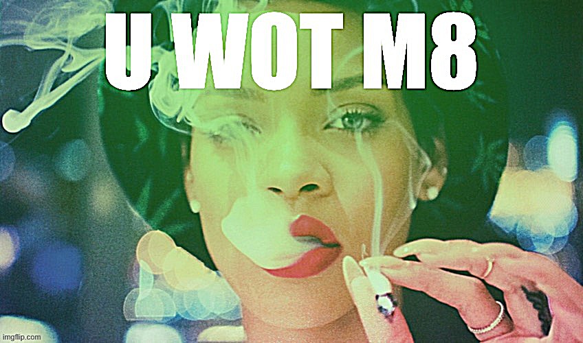Rihanna U Wot M8 | image tagged in rihanna u wot m8 | made w/ Imgflip meme maker
