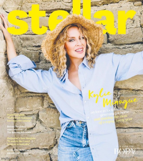 Kylie will be on the front cover of 'Stellar' magazine this Sunday. The magazine can be found in found in the Australian Herald. | image tagged in kylie stellar | made w/ Imgflip meme maker
