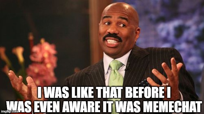 Steve Harvey Meme | I WAS LIKE THAT BEFORE I WAS EVEN AWARE IT WAS MEMECHAT | image tagged in memes,steve harvey | made w/ Imgflip meme maker