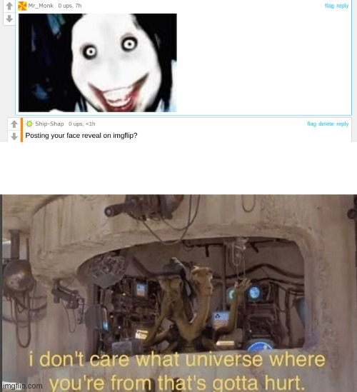 gottem | image tagged in i don't care what universe where you're from that's gotta hurt | made w/ Imgflip meme maker
