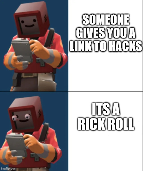 Kalm, P A N I C | SOMEONE GIVES YOU A LINK TO HACKS; ITS A RICK ROLL | image tagged in kalm p a n i c | made w/ Imgflip meme maker